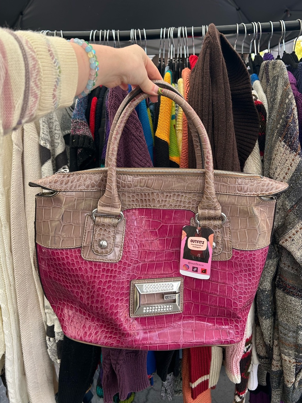 Guess Y2K faux croc shoulder bag